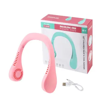 

6 Types Summer Air Cooling Neck Fan Leafless Hanging Neck Fan Bladeless Ventilator USB Rechargeable Neckband Fans Air Cooler