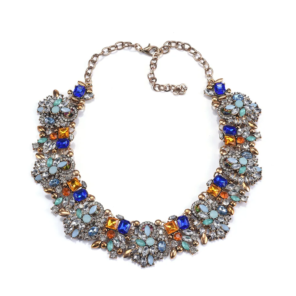 Ожерелье-чокер с большим воротником женское синее красное роскошное ожерелье