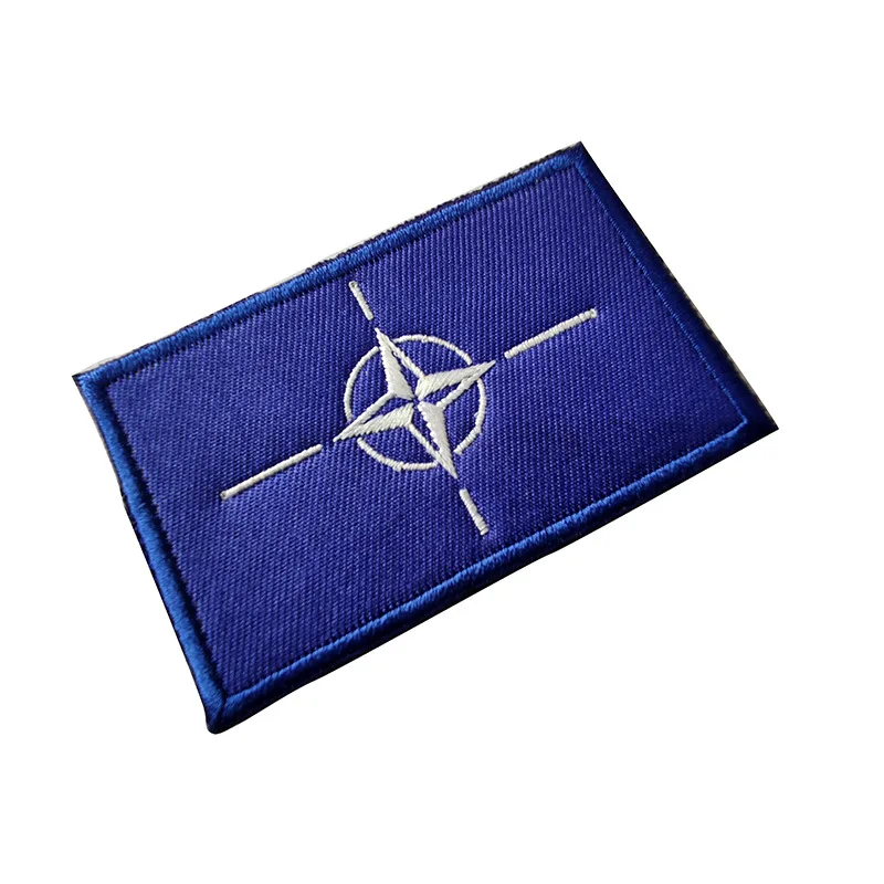 OTAN NATO Flag Embroidery Hook and Loop Hat Patches ISAF Clothes Badge NRF  Armband Backpack Magic Sticker Military Bag Appliques