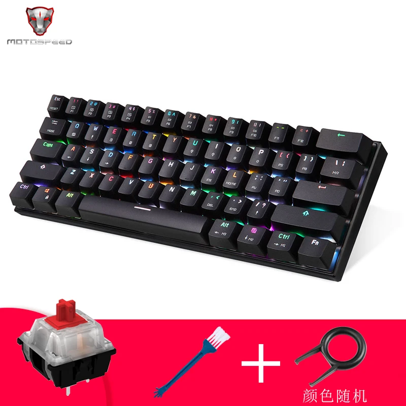 Black red shaft CK62 беспроводной Bluetooth кабель двойной режим механическая клавиатура зеленая ось игры выделенный даже мобильный телефон - Цвет: Black red shaft
