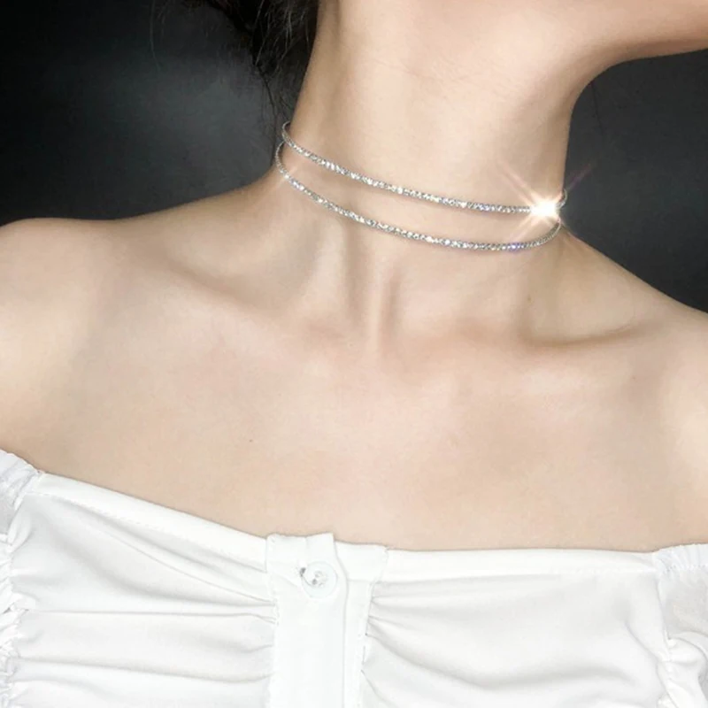 Flash Rhinestone Choker Necklace 