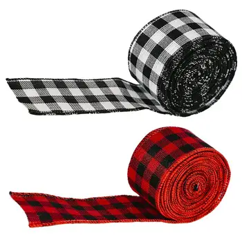 

2PCS Durable Practical Decor Ribbon Plaid for Christmas Wrapping Decoration