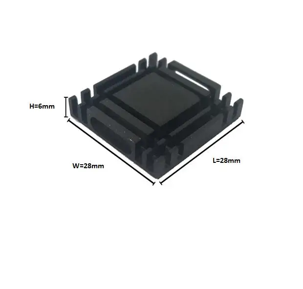 Nanocarbon coating aluminum extruded Heat sink 100pcs/lot radiator cooler dissipation Cooling Pads 28x28x6mm | Электроника
