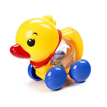 

Baby Rattles Pull rope Duck Animal Hand Shaking Bell Car baby educational learn walking toy Rattles Toys Music Handbell for Kids