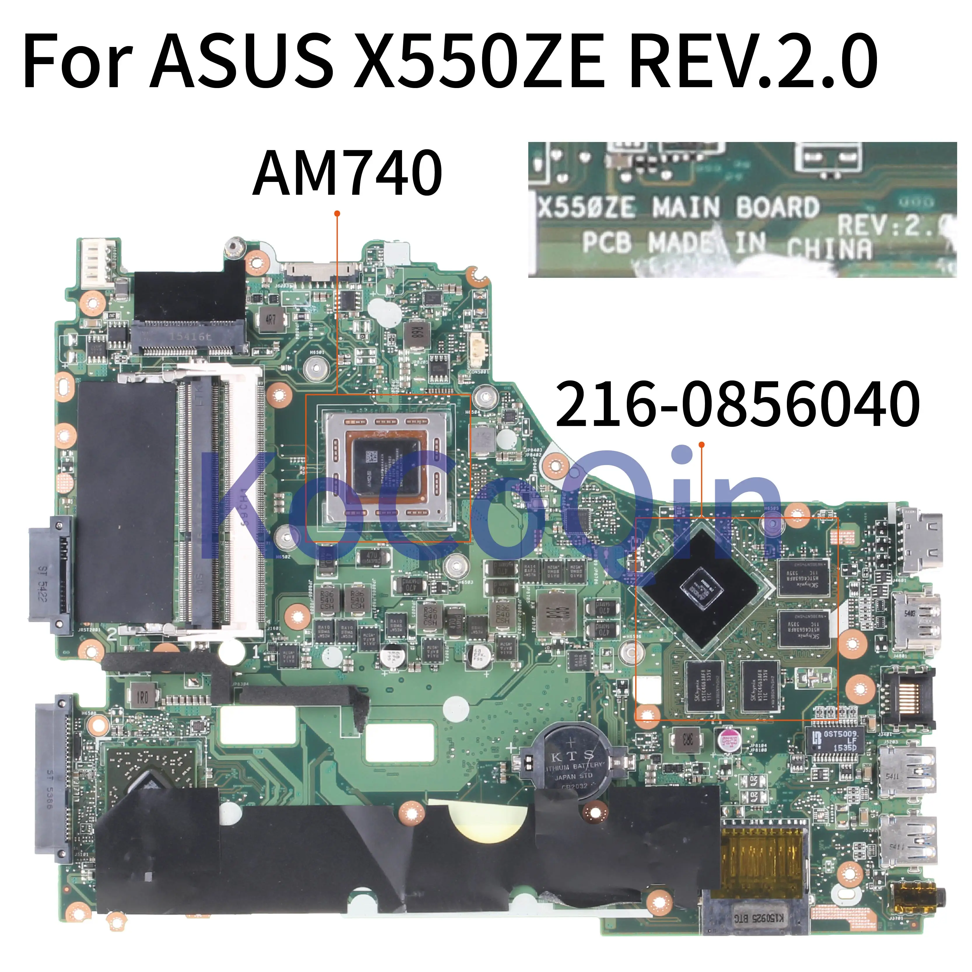 Placa-mãe para Notebook Asus X550ze X550za X550z Vm590z K550z X555z Rev.2.0 Placa Principal Am740 2160856040 2g