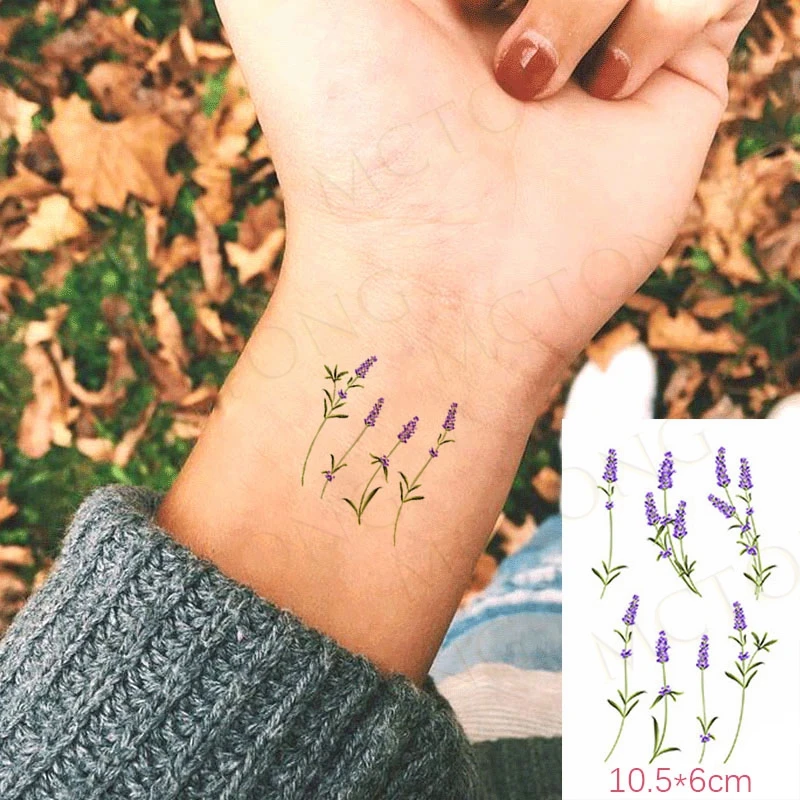 Stiker Tato Sementara Tahan Air Tato Palsu Seni Tubuh Bunga Lavender Ungu Seksi Imut Tato Flash Palsu Untuk Wanita Pria Aliexpress Kesehatan Kecantikan