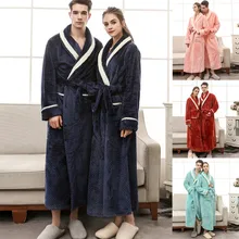 Пара зимних ночная рубашка кимоно халат из кораллового флиса, пеньюар, v-образный вырез, интимное белье однотонные Цвет пижамы# g5