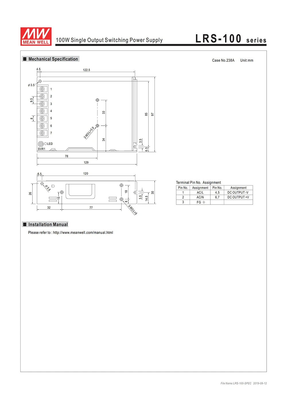 MEAN WELL LRS-100 100W Switching Power Supply 3.3V 5V 12V 15V 24V 36V 48V 100W Meanwell Power Unit Transformer Replace NES-100