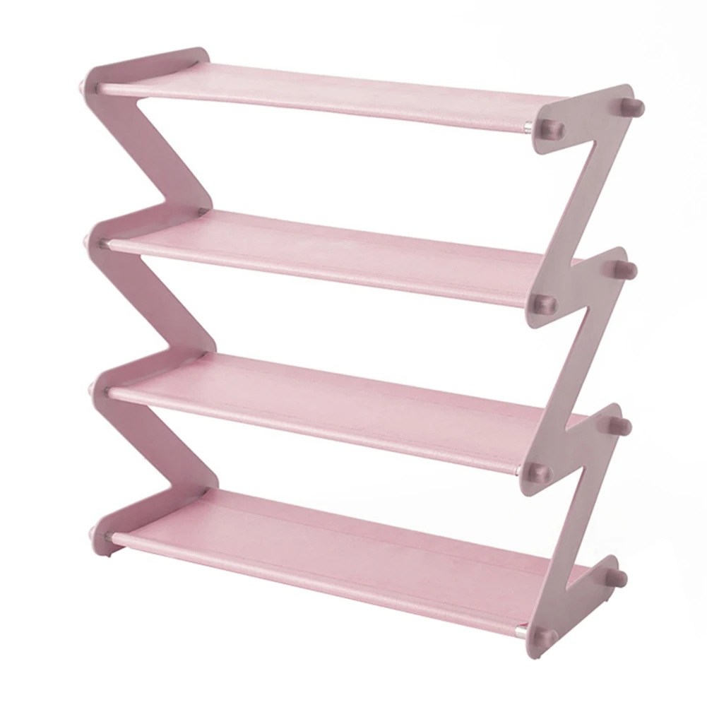 Light Pink Z-образный стеллаж для обуви из нержавеющей стали башня для обуви Органайзер для шкафа Entryway стекируемая полка для хранения многослойная полка для обуви FPing - Цвет: Light Pink
