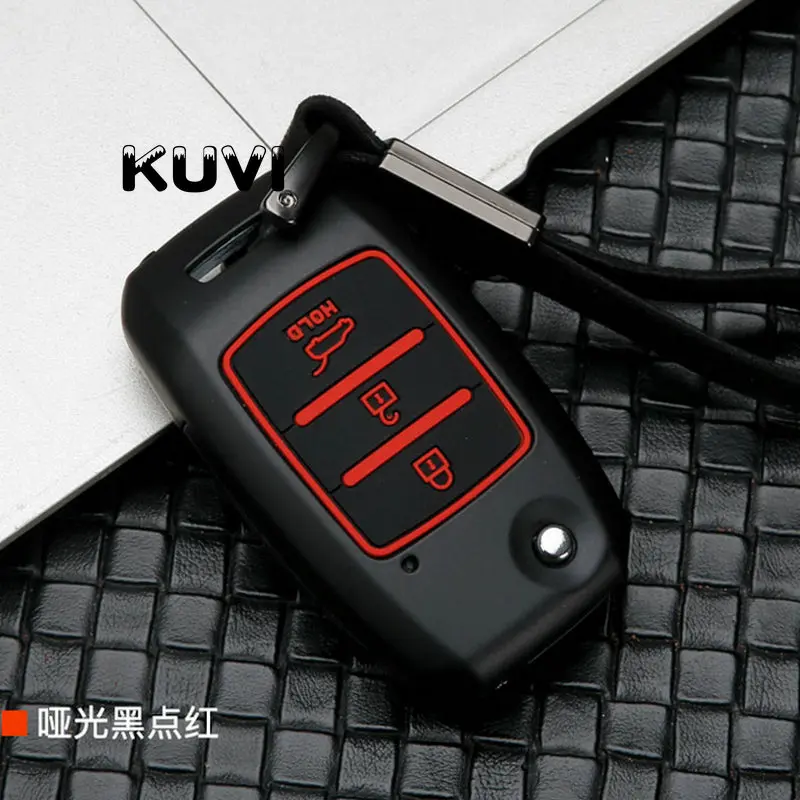black red Сплав автомобильный брелок дистанционного управления с ключом чехол Чехол для KIA Sid Rio Soul Sportage Ceed Sorento Cerato K2 K3 K4 K5 защитный чехол - Название цвета: black red