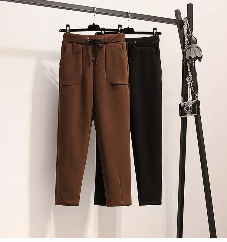 New Autumn Winter Warm Pants Women Fashion Thickening Casual Ladies' Pants Korean Harem High Waist Trousers Plus Size 5XL