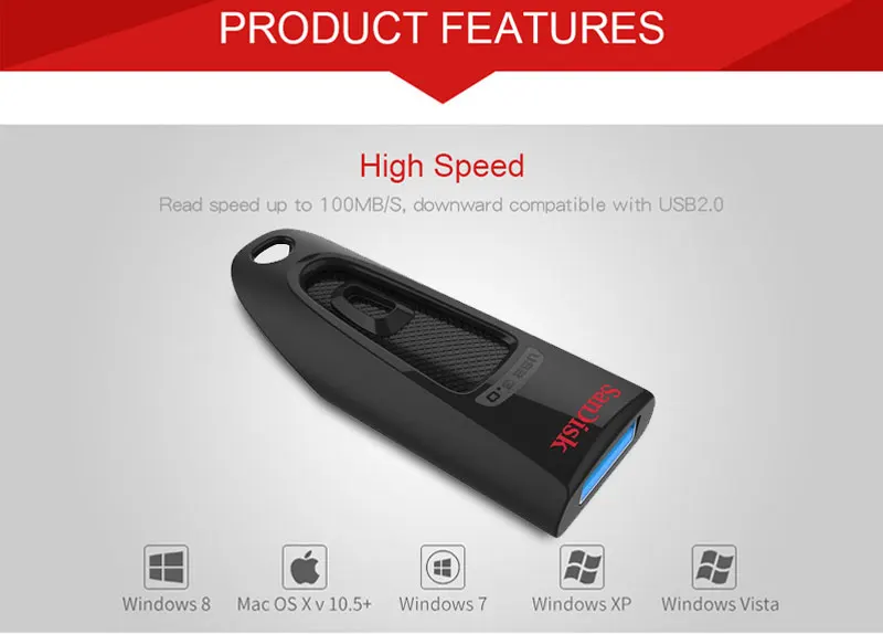 Двойной флеш-накопитель SanDisk Ultra флеш-накопитель USB 3,0 128 ГБ 256 ГБ узнать Скорость до 100 МБ/с. 16 Гб оперативной памяти, 32 Гб встроенной памяти, 64 ГБ флеш-накопитель SDCZ48 Pendrive