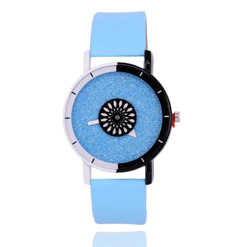 

Hot Sales Belt Watch Sun Pattern Turntable Hands Frosted Surface Men And Women Quartz Watch Fashion Watch