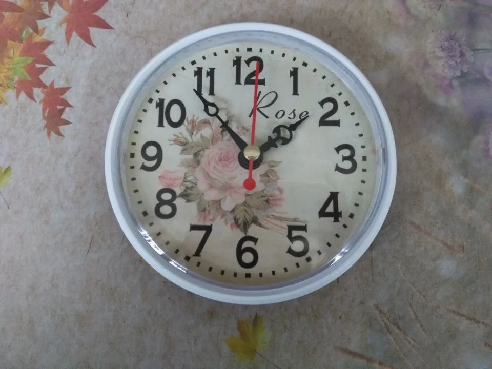 5 шт. 110 мм белый циферблат розовый цветок вставки часы Встроенные часы DIY кварцевые часы аксессуары