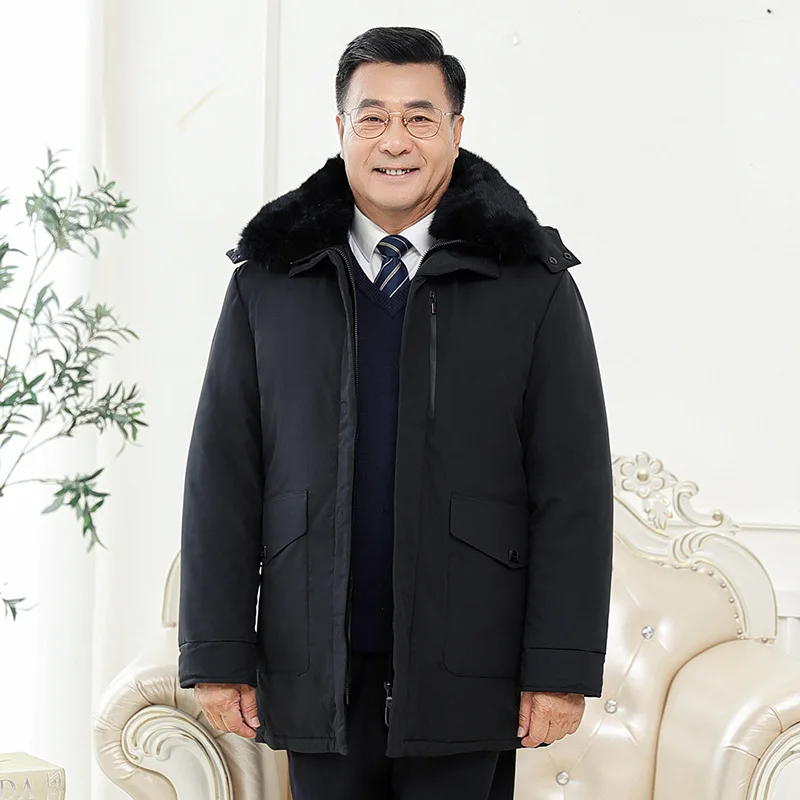 

Middle-aged and elderly down jackets men's mid-length detachable liner large size men's elderly thickened father winter coats