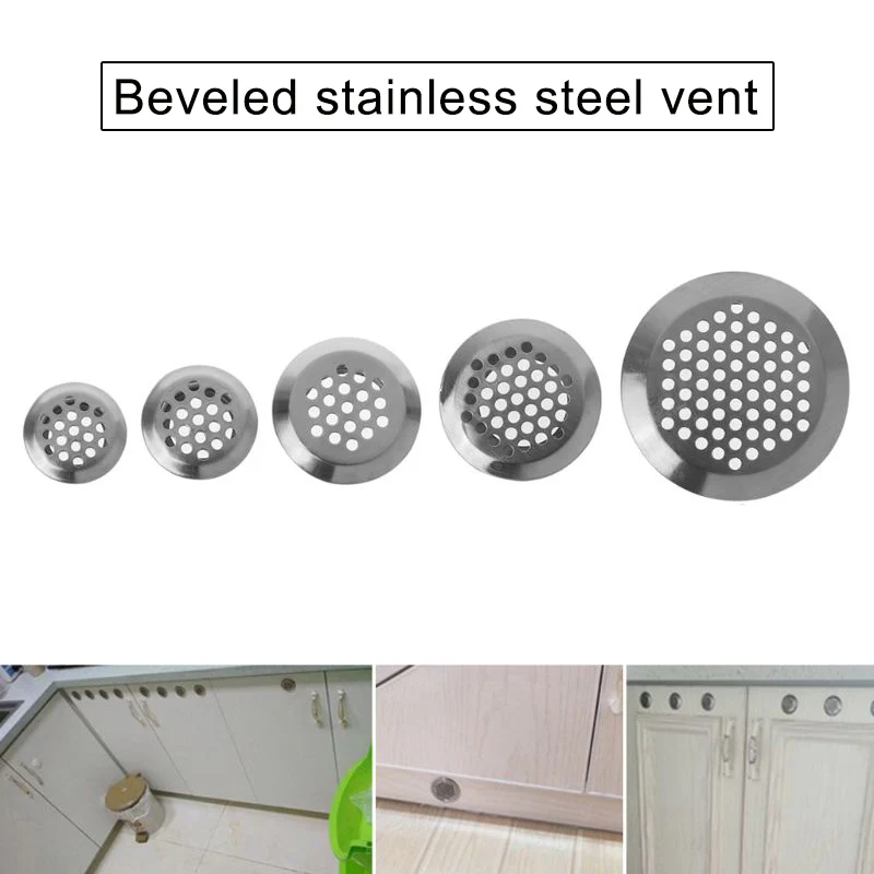 Air Vents Stainless Steel Round Vent Mesh Hole for Cabinet Bathroom Kitchen THIN889