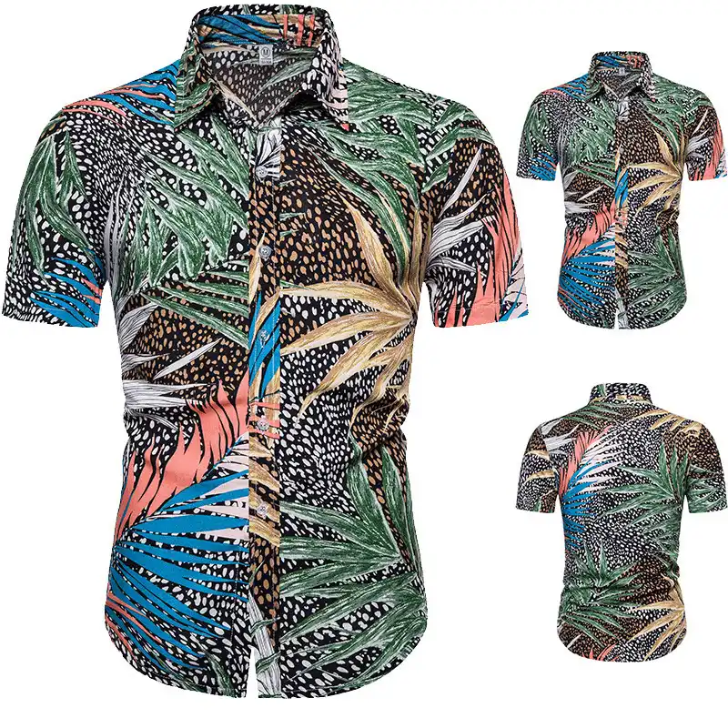 mens hawaiian shirts slim fit