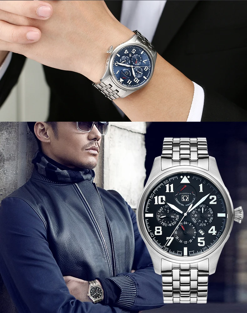Карнавальный бренд Роскошные мужские часы Япония MIYOTA автоматические механические мужские часы он газ 150 м Водонепроницаемые многофункциональные часы C8675-6