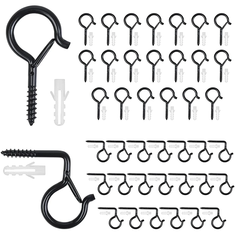 40 Pack Q Hanger Hooks Metal Screw Hooks Safety Buckle Christmas Lights Hanger For Outdoor