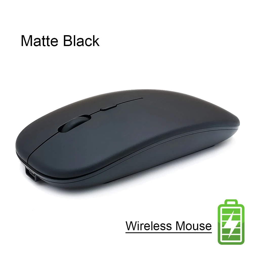 Matte Black 2,4G Беспроводная перезаряжаемая ультра-тонкая Бесшумная мышь, бесшумная офисная мышь для ноутбука, оптоэлектронная мышь для домашнего использования в офисе - Цвет: Matte Black