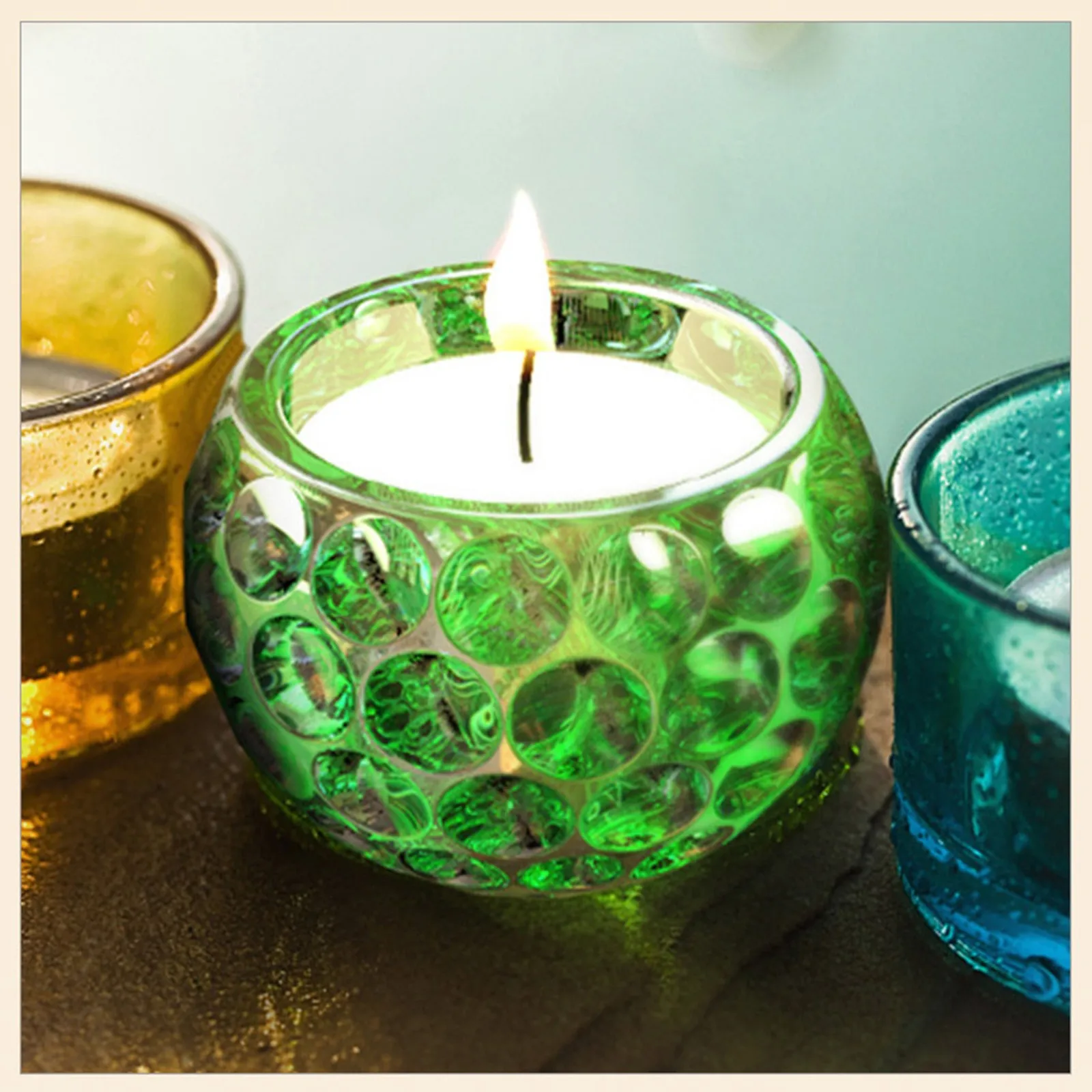 Votive Glass Handmade Mosaic Tealight Intricate Design/Candle Holder Bowl  4"x4" 