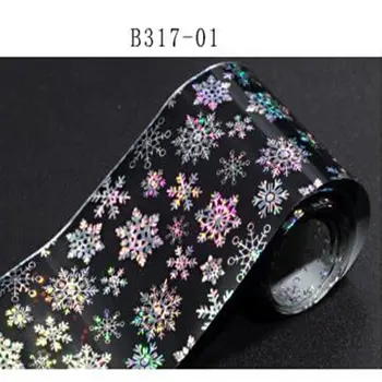 

Nail Star Paper Laser Magic Color Snowflake Nail Sticker Christmas Decal Black And White Transfer Printing Applique
