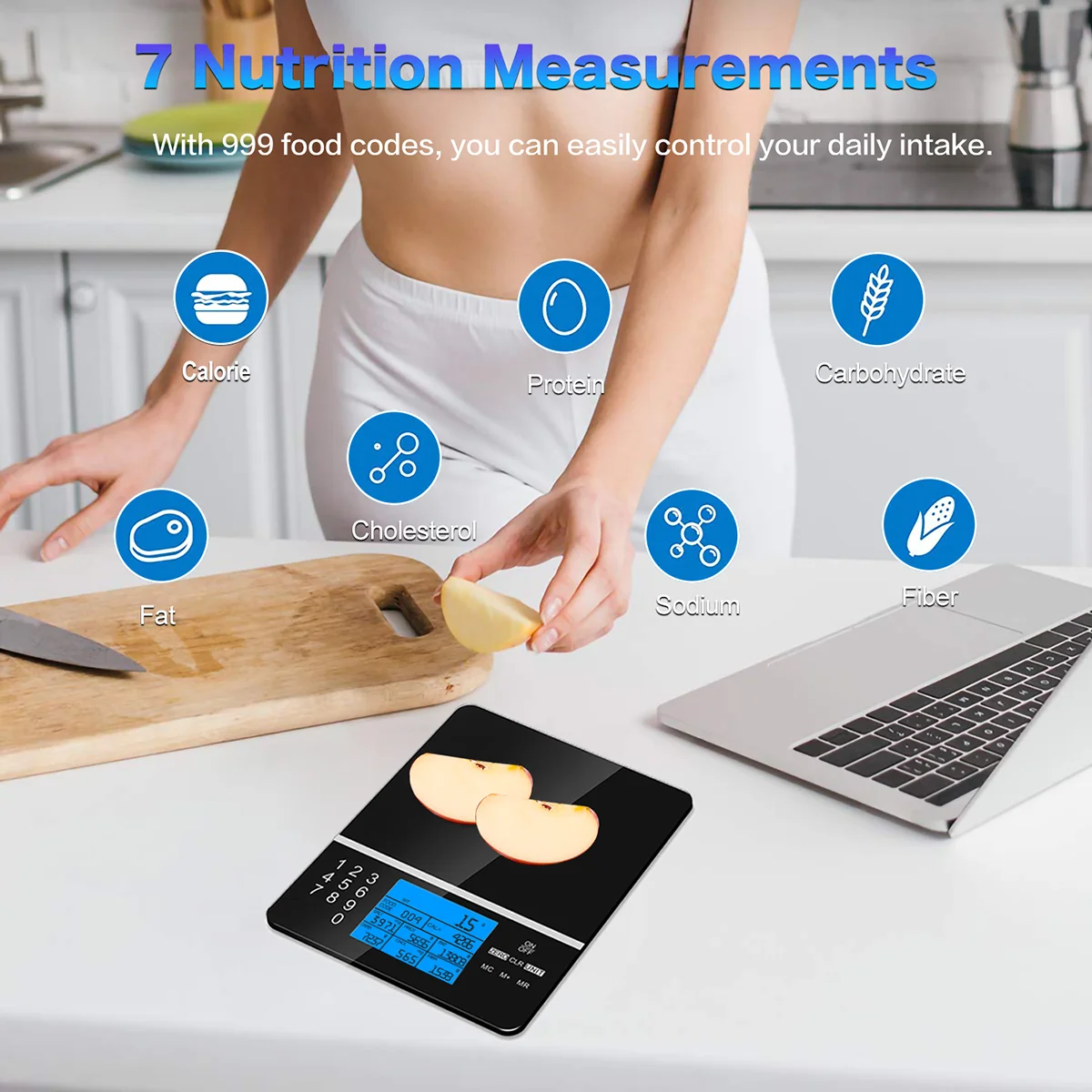 Ataller Digital Kitchen Scale 5KG Nutrition Scale Smart Food Calories  Protein Carbohydrate Grams Ounces For Baking Cooking