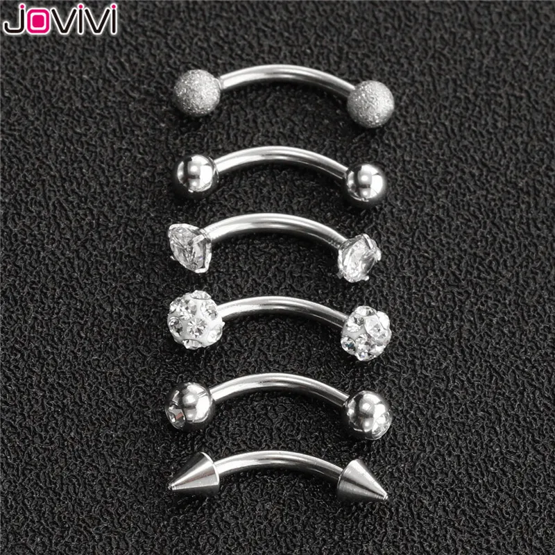 Jovivi серьги из нержавеющей стали Rook Daith кольцо для губ Сережка для бровей Cartilage Tragus кубический цирконий пирсинг в форме гантели