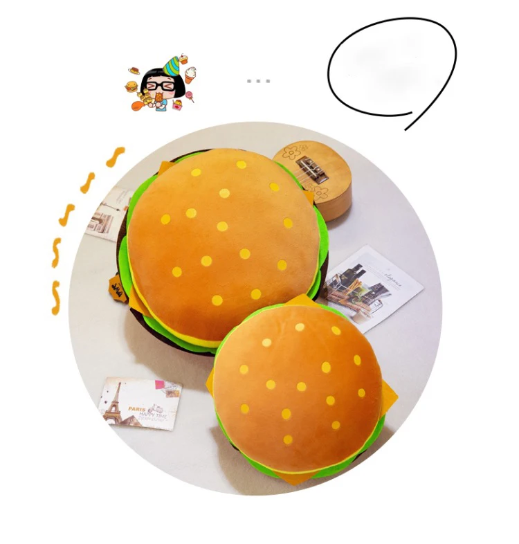 Мультфильм мезонин Моделирование еда, гамбургер игрушка-подушка мягкий наполнитель подушки Детская плюшевая игрушка подарок куклы для детей подарок Вт, 30 Вт, 40 см WJ210