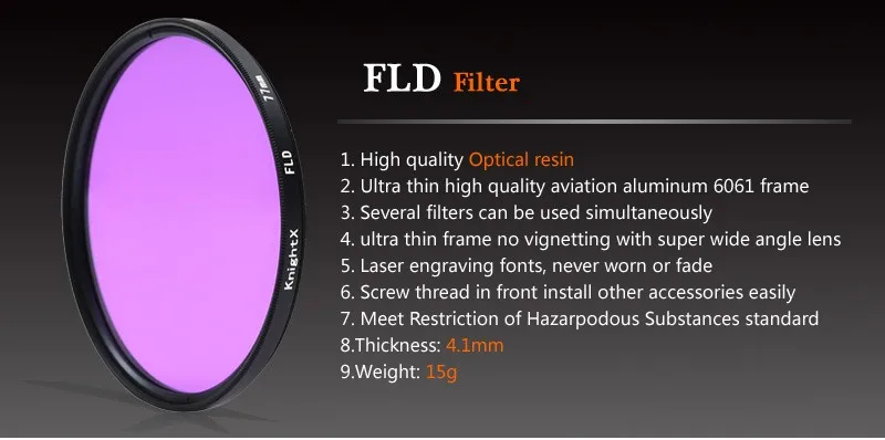 KnightX FLD UV CPL ND Star Filter polarizer red Camera Lens gnd Filter For canon eos sony nikon 49 52 55 58 62 67 72 77 mm color