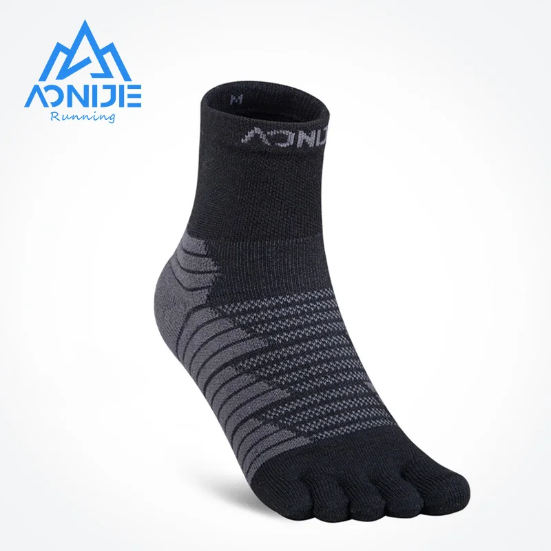 AONIJIE 1 Pair Five Toes Sports Socks Middle Tube Warm Thickened Sock Breathable For Camping Hiking Running Marathon E4819