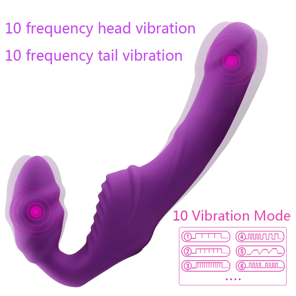 Realistic Dildo Vibrator Massager Strapless Strap on Lesbian Double Head G Spot Stimulate Clitoris Sex Toy