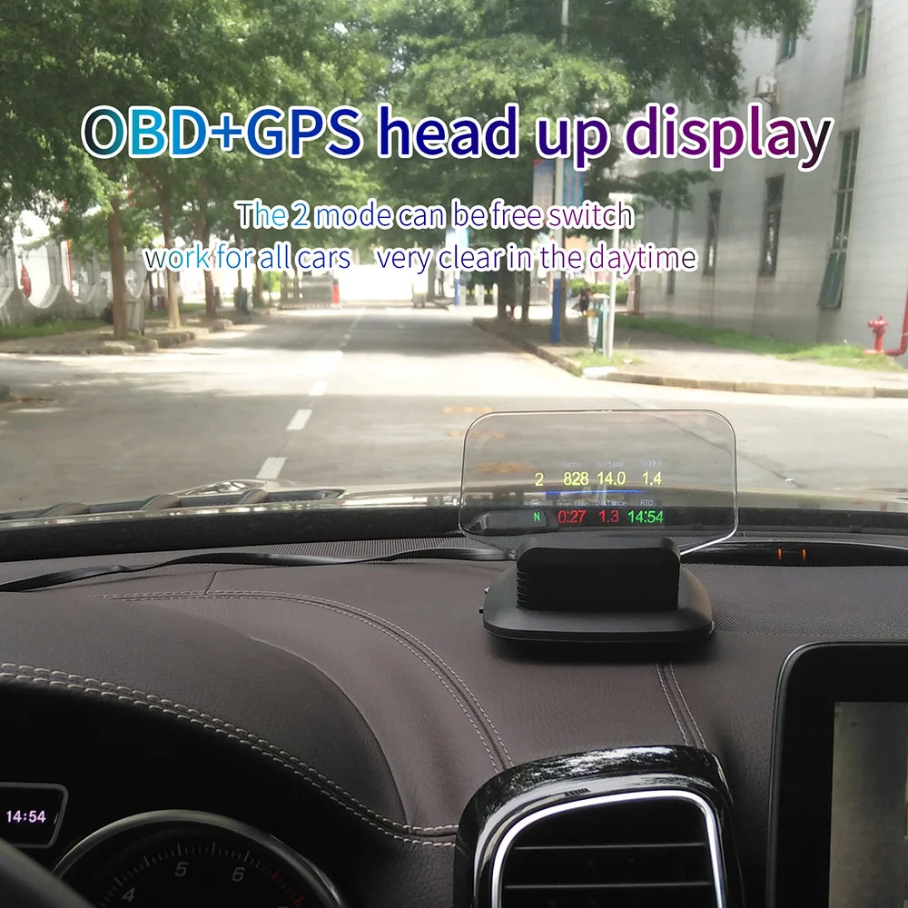 Высокое качество автомобильный HUD автомобильная система отображения головы вверх gps двойной режим HD OBDⅡ Предупреждение о превышении скорости аварийной неисправности