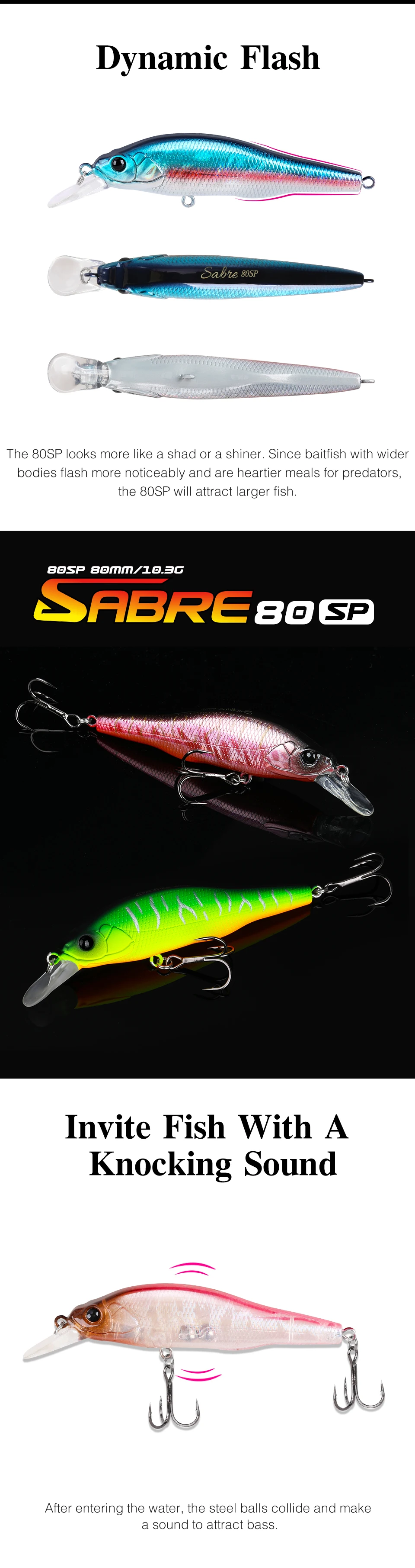 TSURINOYA 3,15 Zoll Minnow Suspending Angelköder 80SP Sabre 80 mm 10,3 g Long Castinig Shiner Shad Bass Pike Hard Baits Jerkbait – Detail 10