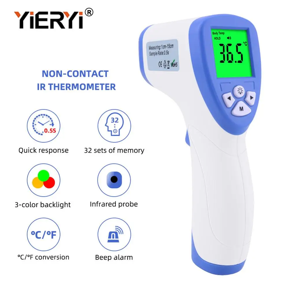 

yieryi DT-8809C Digital Baby Thermometer Body Infrared Thermometer Adult Children Forehead Thermometer Infrared Temperature Gun