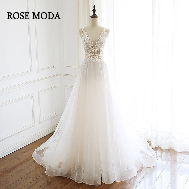 Rose Moda нежное кружевное свадебное платье в стиле бохо 2020 v-образный вырез на