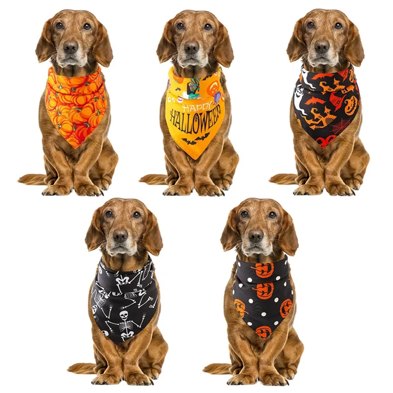 Dog Bandana, Halloween Pet Scarf Handkerchiefs Bibs Washable And Adjustable Great Pets Gift Dogs