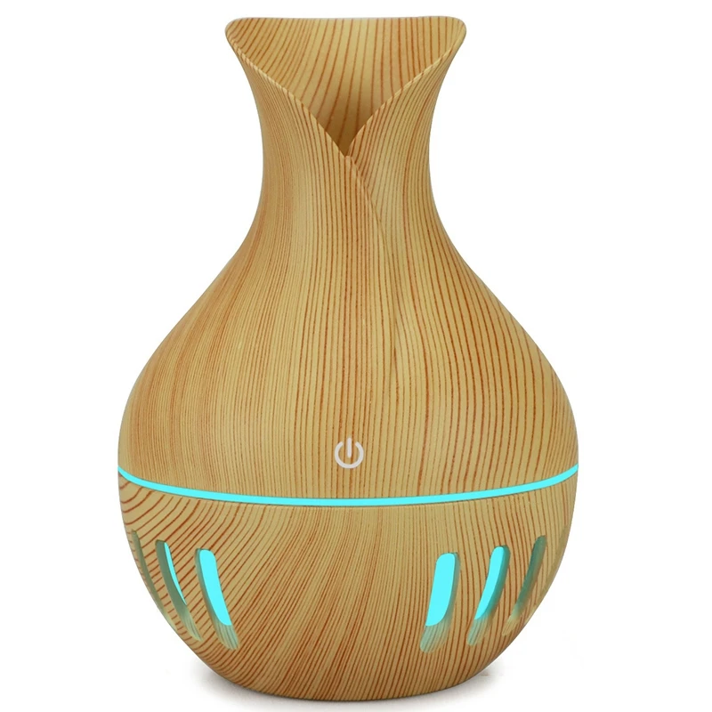 

Essential Humidifier Aroma Oil Diffuser Wood Grain Ultrasonic Wood Air Humidifier Usb Cool Mini Mist Maker Led Lights Home Car 1