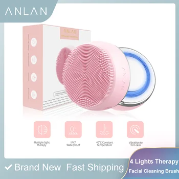 

Electric Deep Facial Cleaning Massage Brush 4 Light Therapy Sonic Face Washing IPX7 Waterproof Silicone Face Cleanser Skin Care