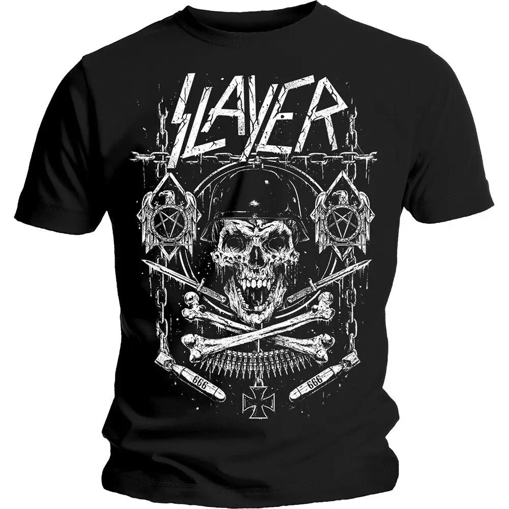 Slayer Skull &amp Bones Show No Mercy Thrash Metal Лицензированная футболка мужские Забавные футболки