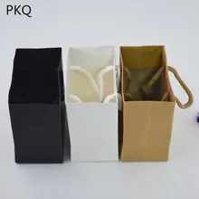 20 шт черный/белый/крафт-бумага подарочная упаковка с ручкой маленькие подарочные пакеты для одежды книги упаковка бумажная коробка 12*6*10 см