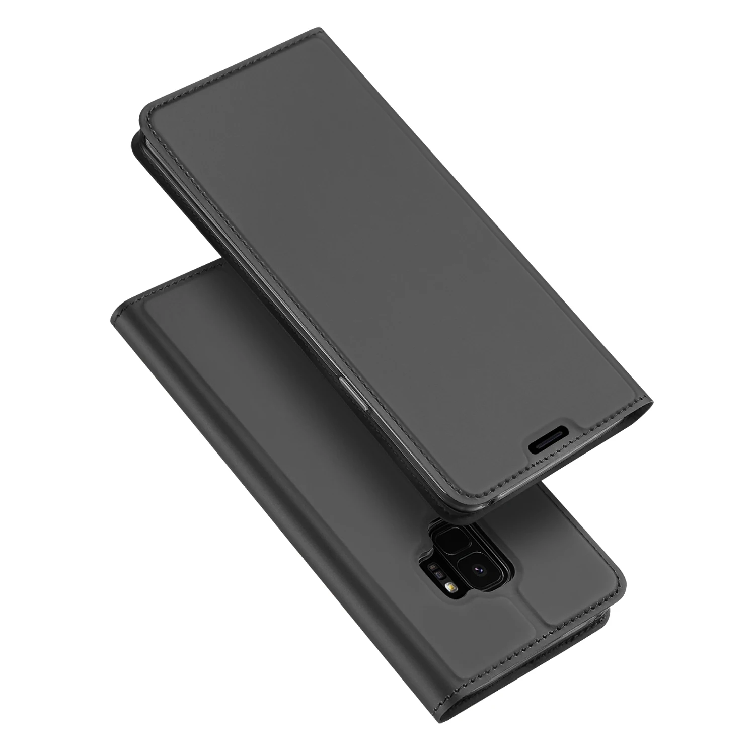 DUX DUCIS для samsung Galaxy Note 9 8 S8 S9 S10 Plus E ультратонкий кожаный чехол с откидной крышкой для Galaxy A6 A8 Note10 Plus A7 A9 - Цвет: Серый