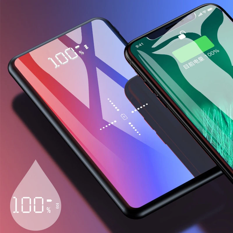 Беспроводное зарядное устройство Qi 10000 мАч внешний аккумулятор с двумя USB-портами