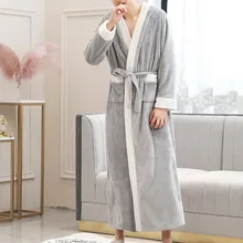 OEAK Мужская теплая толстовка хлопок Удобный домашний повседневный халат осень-зима плюс длинный модный бархатный Халат фланелевый