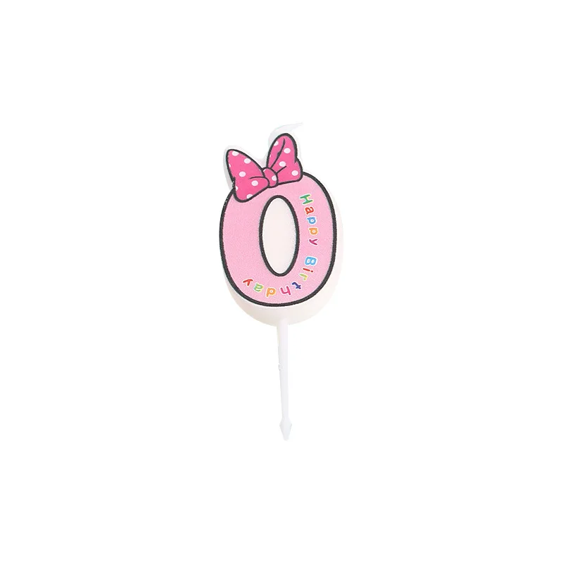 Pink0 От 0 до 9 Свеча для торта Форма банта счастливое украшение для торта ко дню рождения свечи для кекса мышь верхушка для торта свеча - Цвет: Pink0