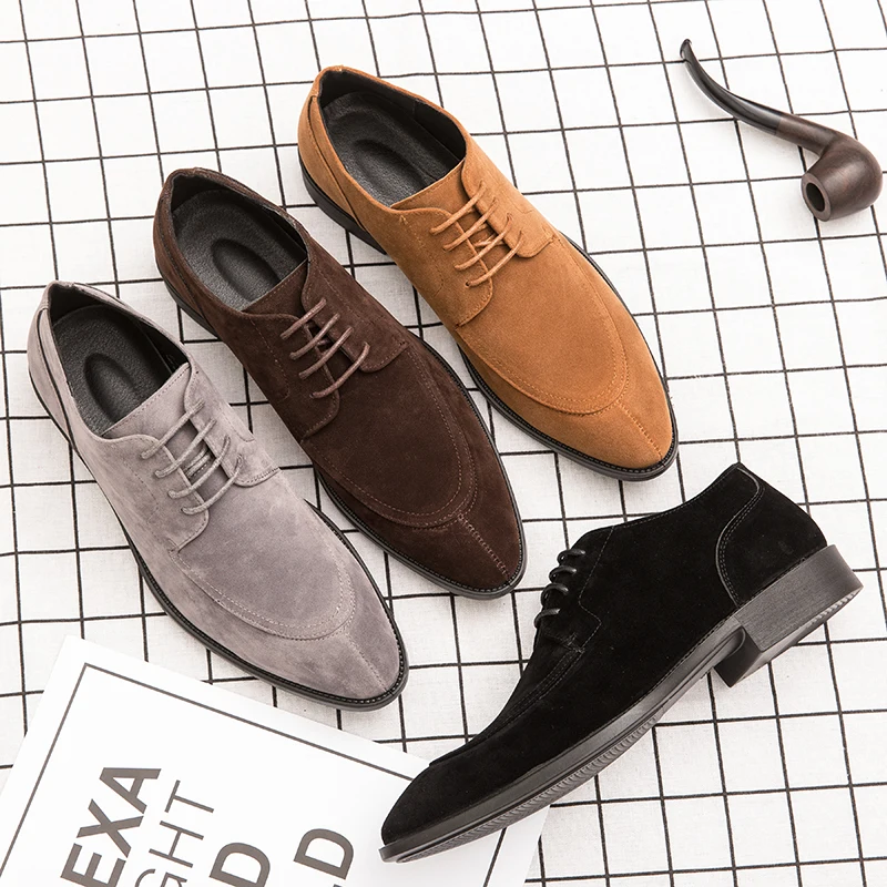 suede leather shoes men italian designer male dress elegant moccasins work footwear formal business brogue oxford shoes for men (14)