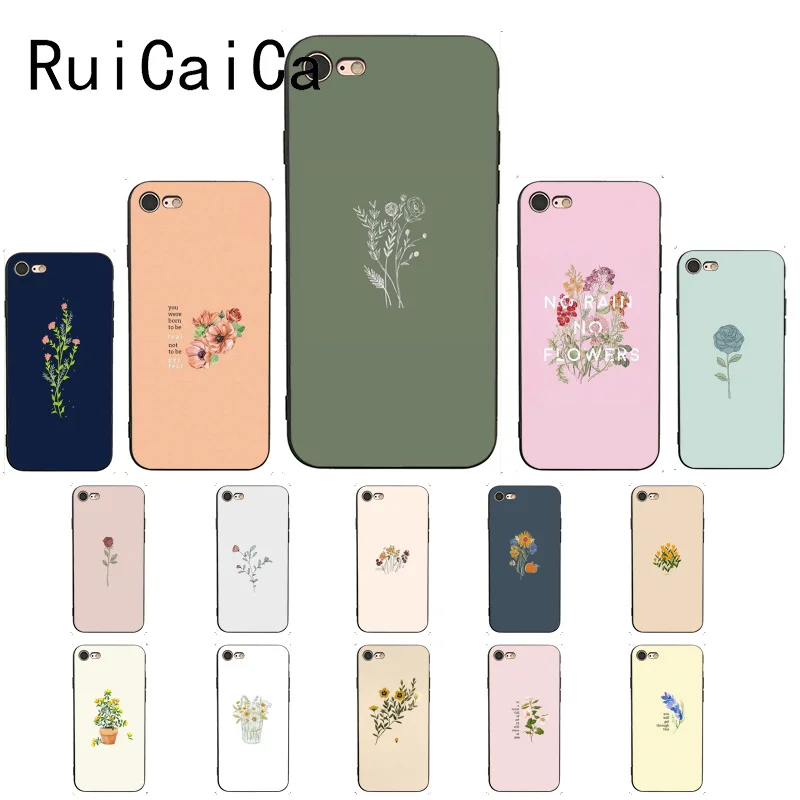 

RuiCaiCa fashion art aesthetic flower floral cute black Phone Case For iPhone 8 7 6 6sPlus X XSMAX 5 5S SE XR 11 11pro 11promax