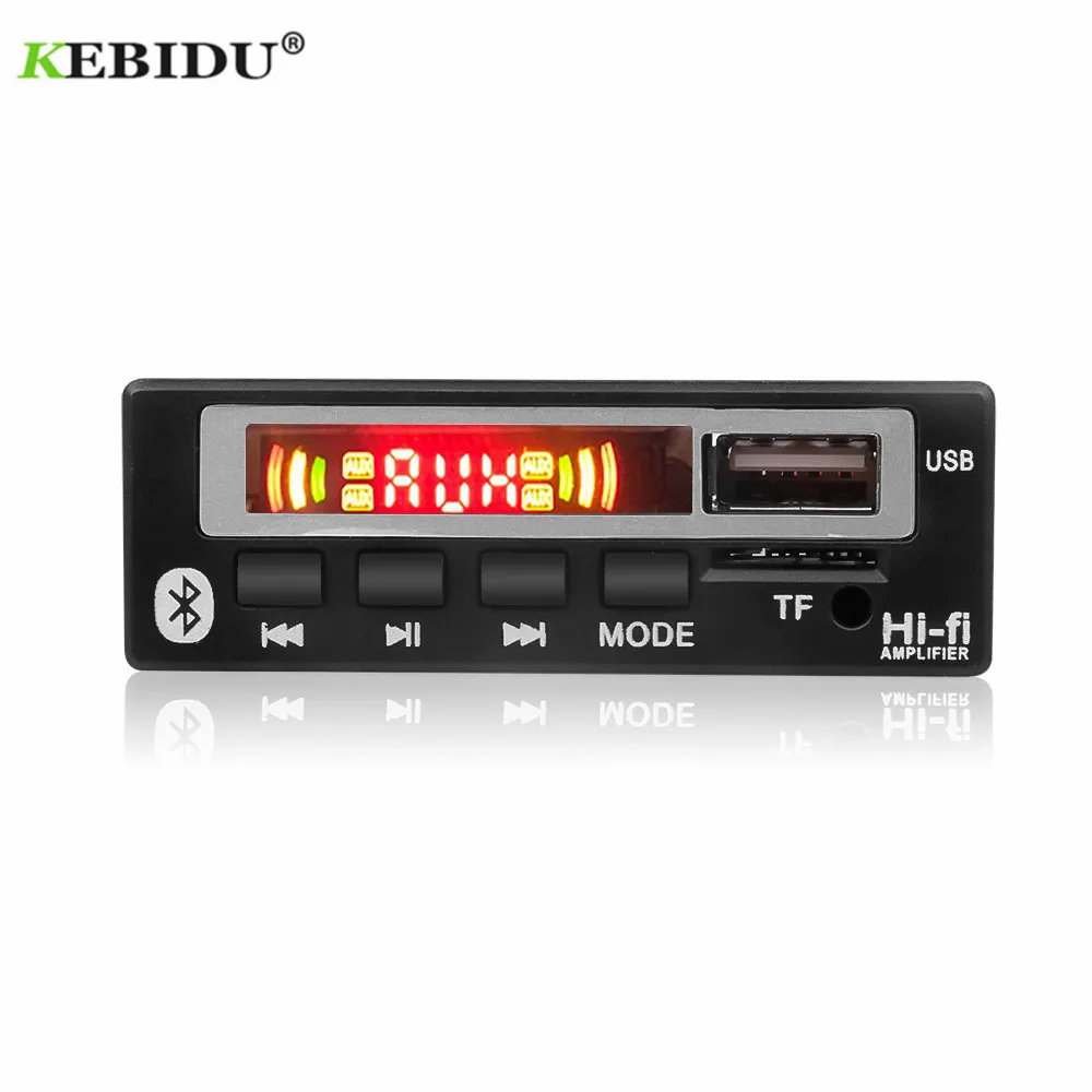 KEBIDU Bluetooth 5,0 цветной экран MP3 WMA WAV декодер плата 5 в 12 В беспроводной аудио модуль USB TF FM радио для автомобиля аксессуары