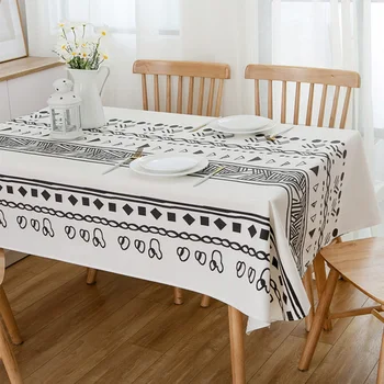 

Moroccan Style Decorative Dining Rectangular Cover Reusable Home Geometric Pattern Elegant Oilproof Restaurant Table Cloth