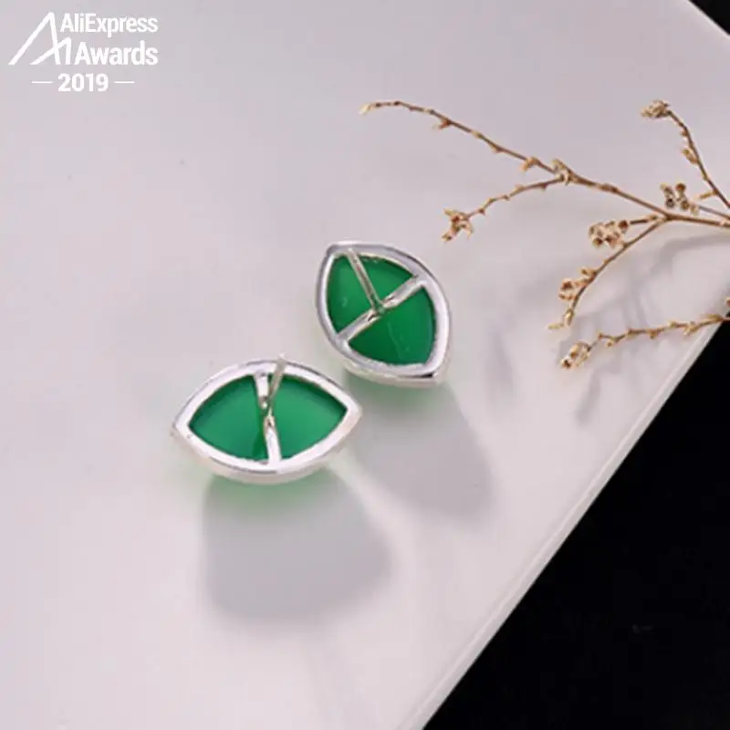 Женские серьги пусеты S925 Винтажные с натуральным изумрудом|Серьги-гвоздики| |